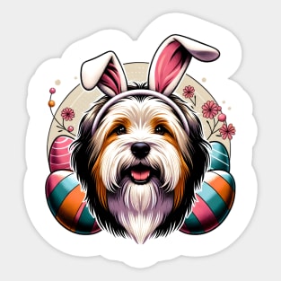 Tibetan Terrier Celebrates Easter with Joyful Spirit Sticker